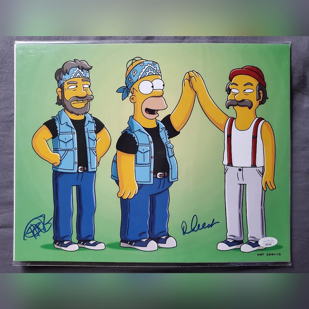 Cheech and Chong Signed Simpsons 11x14 Photo - JSA COA